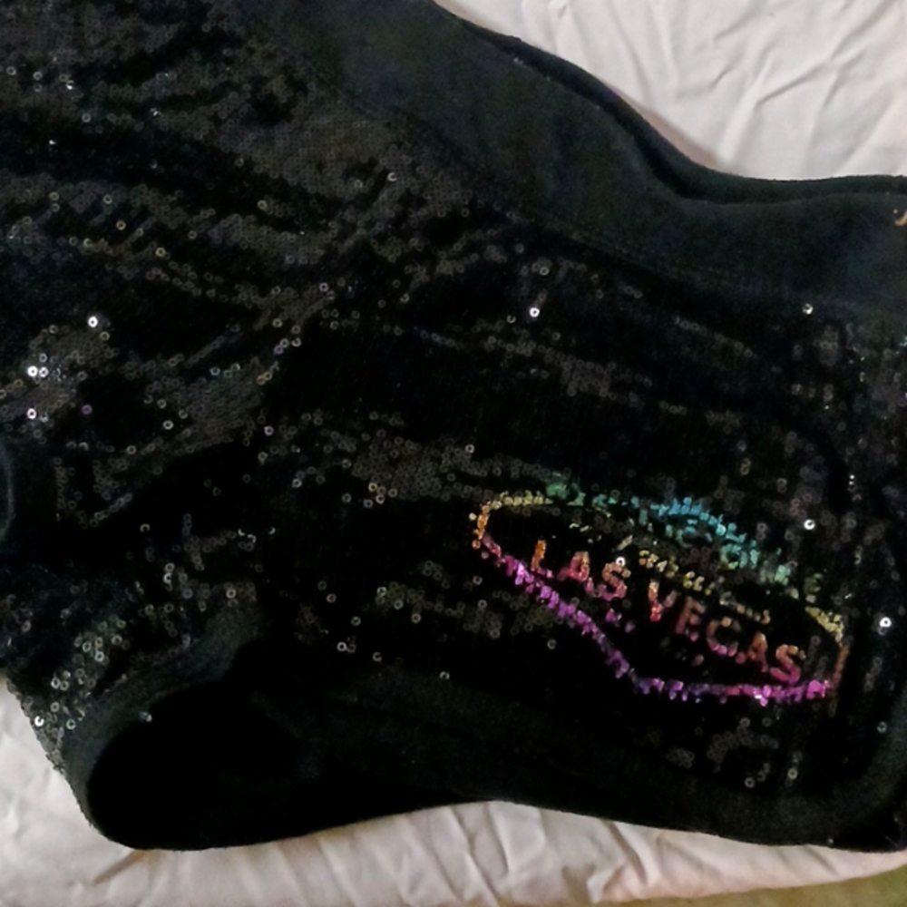 Women's athletic shorts black sequins